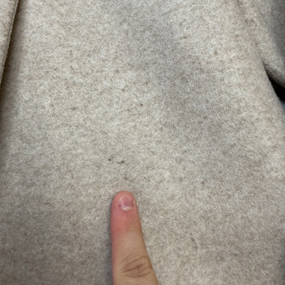 Zara Coat Womens Medium Beige Open Front Notch Lapel Collar Neutral Minimalist - Picture 3 of 15
